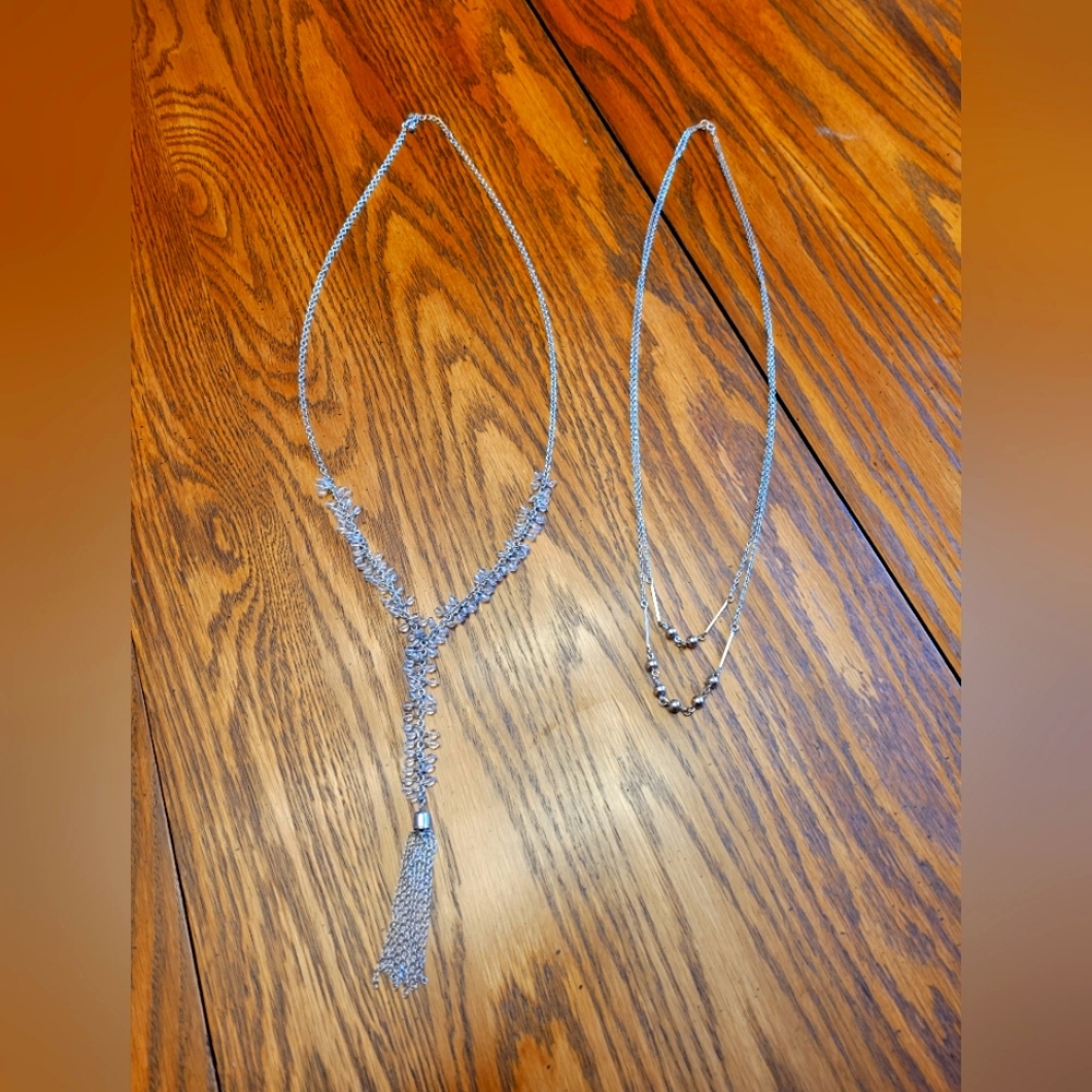 Pair of Silver Tone Long Necklaces